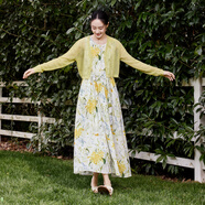 片斷（dribs＆drabs）連衣裙女2025夏季新款小清新漂亮穿搭一整套洋氣薄荷綠長(cháng)裙 綠白 S 155_80A_