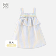 GOOBGS GBGB女童連衣裙薄款寶寶洋氣童裝新款夏裝無袖公主裙子合集 嫩黃條紋 色織提花條紋 100 cm