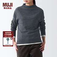無印良品 MUJI 女式 牦牛絨混羊毛 高圓領(lǐng)毛衣女款春秋長(zhǎng)袖針織衫BAC22A1A 炭灰色 S (155/80A)