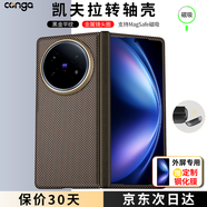 CONGA適用vivoxfold5手機殼凱夫拉中軸保護套芳綸纖維全包超薄防摔散熱黑金平紋磁吸金屬圈轉軸整套