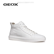 健樂士（GEOX）男鞋 2025春夏新圓頭透氣黑色休閑鞋高幫鞋 白色C1000 39