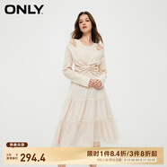 ONLY通勤氣質(zhì)收腰U領(lǐng)歐根紗套裝連衣裙女|124146002 A03 毛藝灰色 M (165) 84A