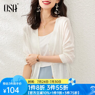 歐莎（OSA）【披肩空調(diào)衫】薄款冰絲針織開(kāi)衫外套女七分袖25年新款夏季上衣 白色B M