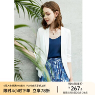 顏域簡(jiǎn)約半袖西裝外套女夏裝新款通勤顯瘦氣質(zhì)職業(yè)短款西服 白色1 S/36