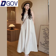 DGOV無(wú)袖背心連衣裙子女夏季2026新款海邊度假感掛脖吊帶沙灘長(cháng)裙 【杏色】 M 45/55kg