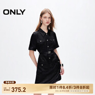 ONLY夏季休閑百搭POLO領(lǐng)高腰顯瘦短裙連衣裙女|124207106 H1Z 黑色 S (160) 80A