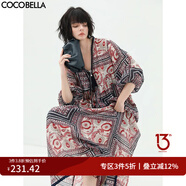 COCOBELLA波普印花異域風(fēng)連衣裙秋流蘇毛邊V領(lǐng)度假長(cháng)裙FR930 波普 XL
