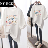 NY-RCE2025新款春夏季T恤女半袖小眾中長(cháng)款白色短袖潮牌韓版寬松上衣 白色 S