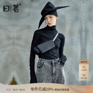日著酷酷風(fēng)格女裝秋季新款 打底顯瘦高領(lǐng)長袖針織衫套頭毛衣女 寂黑 L