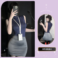 情趣內衣純欲秘書(shū)包臀裙空姐制服魅魔戰袍夜店免脫御姐裝 深灰色 均碼
