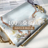 達芬奇密碼真絲絲巾女100%桑蠶絲紗巾高檔披肩母親節(jié)媽媽生日禮物送長輩禮盒 醉芳華 豆綠