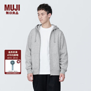 無(wú)印良品（MUJI）男式 毛圈棉 拉鏈連帽衫 男士男生寬松衛(wèi)衣潮流男裝 灰色 L (175/100A)
