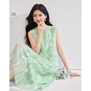 熙世界（sllsky）幻彩漸變繡花無袖背心連衣裙2025年新款秋裝絕美小裙子女裝 竹葉綠 L