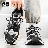 森馬/SENMA男鞋秋冬新款防滑厚底增高運動休閑鞋潮流百搭情侶老爹鞋男 黑色 35