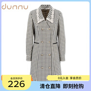 敦奴春季款優(yōu)雅時(shí)尚氣質(zhì)減齡格紋雙排扣女連衣裙 正黑色 XL