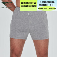 七匹狼睡褲男短褲純棉夏季薄款寬松家居褲男士沙灘褲可外穿五分大褲衩 灰色三分褲（無(wú)兜） L -170（100-120斤）