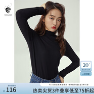 范思藍恩范思藍恩204303半高領打底衫女秋冬百搭修身針織上衣緊身內搭毛衣 黑色  XS
