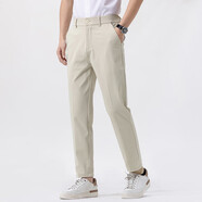 雅鹿2025年夏季新品輕商務(wù)休閑小西褲微彈垂感舒適百搭顯高顯瘦韓版褲 米白色 28