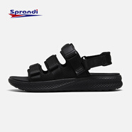 SprandiSprandi斯潘迪運(yùn)動(dòng)涼鞋丨夏季魔術(shù)貼厚底舒適沙灘鞋平底休閑鞋男 黑-1 42