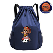 何佳功兒童籃球包訓練背包籃球收納袋籃球鞋袋運動(dòng)抽繩雙肩包定制大容量 深藍詹姆斯23號大號(7號籃球包