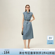 范思藍(lán)恩法式復(fù)古純棉無袖牛仔連衣裙女夏季2024新款23FS12180 牛仔藍(lán) M