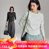 雲(yún)上生活【春日面膜t】解構(gòu)顯瘦短款多色圓領(lǐng)打底衫T恤上衣2025秋T9130X 淡綠色-32支法式棉氨螺紋 S （建議85-100斤左右）