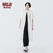 無(wú)印良品（MUJI）女式 涼感平紋立領(lǐng)短袖連衣裙裙子長(zhǎng)裙襯衫裙開(kāi)衫外搭涼感物語(yǔ) 白色 XL (165/92A)