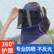 deciuhlae偏光防曬帽騎車遮陽帽女開車電瓶車遮臉面罩男夏季太陽帽 天藍(lán)（帽子+護(hù)頸小披肩） 防紫外線鏡片