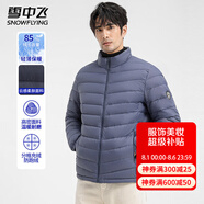 雪中飛男士日常休閑立領(lǐng)羽絨服春季通勤時(shí)尚穿搭保暖防寒服純色百搭外套 霧藍(lán)色 L (175)