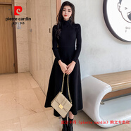 皮爾卡丹（pierre cardin）品牌高檔輕奢黑色針織連衣裙女秋冬季2025修身顯瘦高領(lǐng)內(nèi)搭打底裙 品牌高端新品-黑色高領(lǐng)長款 整體針織材質(zhì) 裙長106CM S 100斤左右以下