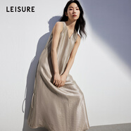 三彩麗雪leisure【V領(lǐng)無(wú)袖裙】24夏季極簡(jiǎn)風(fēng)顯瘦腰帶背心連衣裙女 淺綠 S