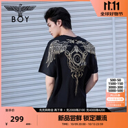 BOY LONDON【暗黑羅盤】夏情侶款短袖權(quán)杖印花炸街潮牌T恤N01906 N0103902 M