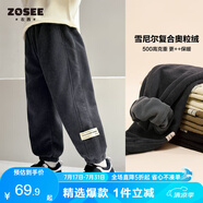 左西男童褲子2024冬季兒童復古燈芯絨保暖休閑褲 灰色 150 