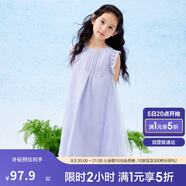 巴拉巴拉女童無(wú)袖連衣裙2024夏季網(wǎng)紗拼接甜美全棉蕾絲裙子潮208224111037