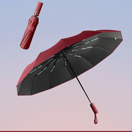 印象城雨傘遮陽(yáng)傘晴雨兩用折疊輕巧便攜防曬防紫外線(xiàn)手動(dòng)男女學(xué)生太陽(yáng)傘 48骨雙骨（酒紅色-單把）雙傘骨