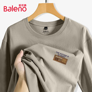 班尼路（Baleno）長(cháng)袖男秋季美式潮流重磅純棉運動(dòng)寬松簡(jiǎn)約復古休閑圓領(lǐng)打底衫t恤