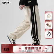 BJHG【2.0】 不計(jì)后果春秋環(huán)保麂皮絨串標(biāo)拼接休閑褲子男潮流直筒長(zhǎng)褲 卡其色 XL (140-160斤）