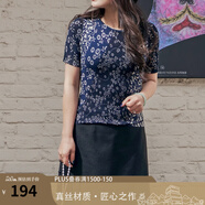 生活在左時(shí)裝周同款夏秋原創(chuàng  )綿羊毛短袖多色毛衣女 藍印花 S