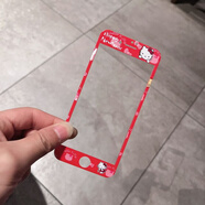 旻妍適用蘋果4S手機(jī)膜iPhone5SE鋼化膜6plus浮雕7軟邊8全屏卡通可愛貼膜 紅色貓 iphone6plus