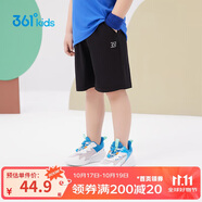 361°兒童短褲夏季男女童3-12歲透氣運(yùn)動褲梭織五分褲 黑 120