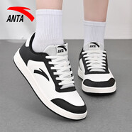 anta kids安踏女鞋板鞋小白鞋2025新款春季低幫透氣休閑鞋子輕便運動鞋女 黑/象牙白(8067-7) 35.5