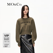 MO&Co.【美麗諾】冬重工掛毛標(biāo)語(yǔ)短款毛衣MBC4SWT034 軍綠色 L 170