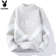 花花公子（PLAYBOY）毛衣男外套男士針織打底衫冬季加厚保暖水貂絨線(xiàn)衣服 米灰 XL
