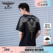 BOY LONDON【暗黑羅盤】夏情侶款短袖權(quán)杖印花炸街潮牌T恤N01906 N0103902 M