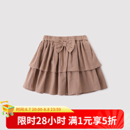 巴厘小豬女童半身裙春秋款甜美可愛蝴蝶結百褶蛋糕裙寶寶純棉裙子兒童短裙 奶咖 100