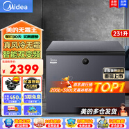 美的（Midea）無霜王221L/231L家用冰柜智能變頻風(fēng)冷無霜一級能效冰柜商用大容量冷藏冷凍柜單溫冷柜家用小冰箱 231WKGEMS【智能雙變頻】風(fēng)冷無霜 231L