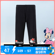 迪士尼寶寶（Disney Baby）迪士尼女童修身顯瘦打底褲米妮黛絲卡通印花休閑褲24年春新品 碳黑 100