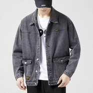 愛(ài)洛斯汀堡牛仔外套男春秋上衣服男裝休閑夾克衫ins潮牌夾克男工裝棒球服男 【G21灰色】 XL 【120-135斤】