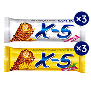 X-5韓國進(jìn)口三進(jìn)巧克力棒花生夾心能量棒休閑零食代可可脂 原味*3+香蕉味*3