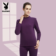 花花公子保暖內衣女加絨護頸中高領(lǐng)保暖套裝女紫色L